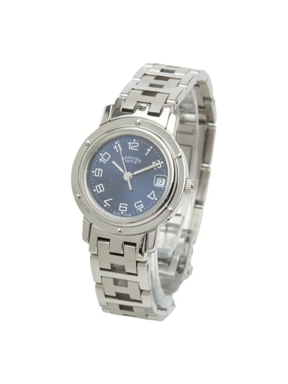 Hermes Clipper Watch Navy Silver Stainless Steel